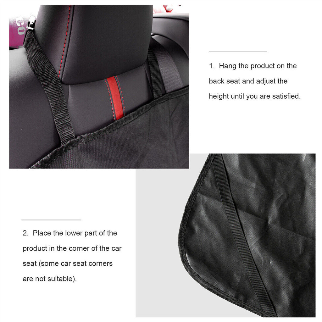 Black waterproof hammock-style back seat cover for dogs, made from Oxford fabric