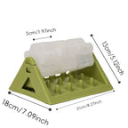 Rotating puzzle slow feeder with a clear roller on a triangular plastic base