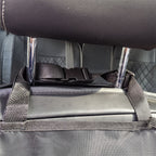 Black waterproof hammock-style back seat cover for dogs, made from Oxford fabric