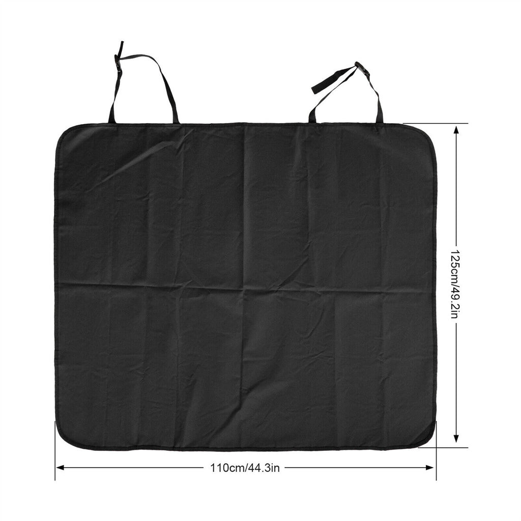 Black waterproof hammock-style back seat cover for dogs, made from Oxford fabric