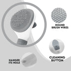 Grooming brush with stainless steel bristles and a non-slip handle