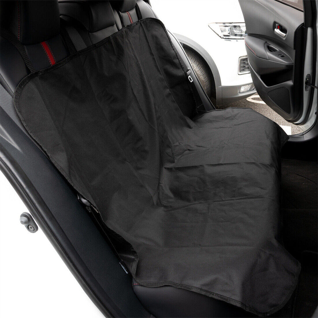 Black waterproof hammock-style back seat cover for dogs, made from Oxford fabric