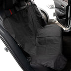 Black waterproof hammock-style back seat cover for dogs, made from Oxford fabric