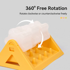 Rotating puzzle slow feeder with a clear roller on a triangular plastic base