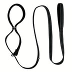 Black figure of 8 lead laid flat on white, with the head loop at one end and a padded hand loop at the other